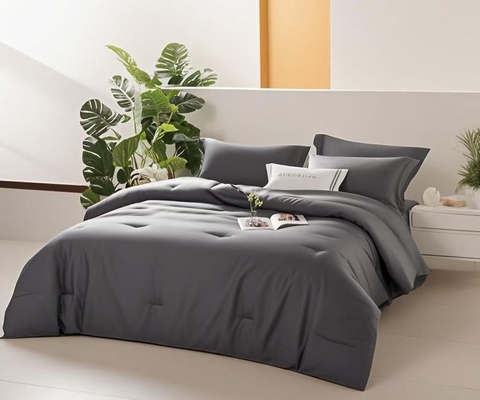OEM Tencel Lyocell कम्फर्टर सेट डार्क ग्रे आरामदायक ट्विन कम्फर्टर सेट